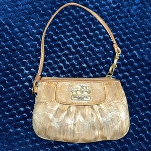 COPY - Coach gold/tan wristlet!